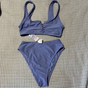 Forever 21 Lavender Ribbed Bikini Set